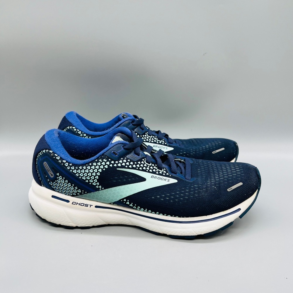 Brooks Shoes Womens 9.5 Navy Blue Mesh Ghost 14 Running Athletic Sneaker Comfort